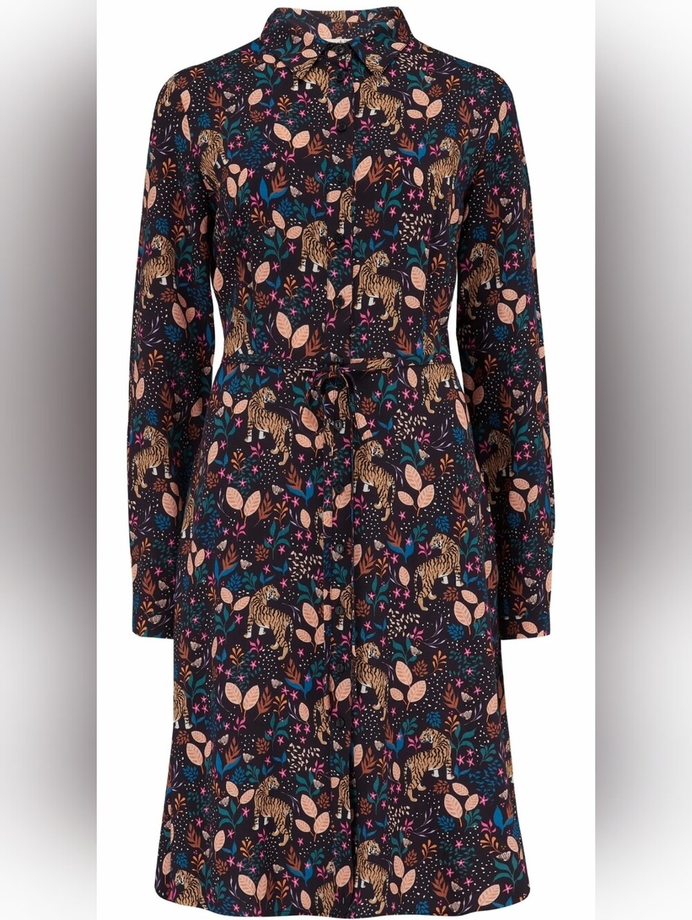 Multi Jungle Tiger Shirt Dress